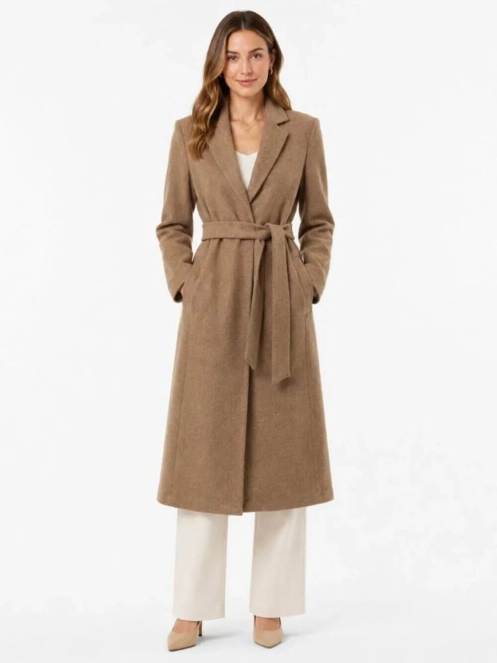 Vintage Saks Fifth Avenue Regency Cashmere Long Belted Trench Coat Jacket Brown